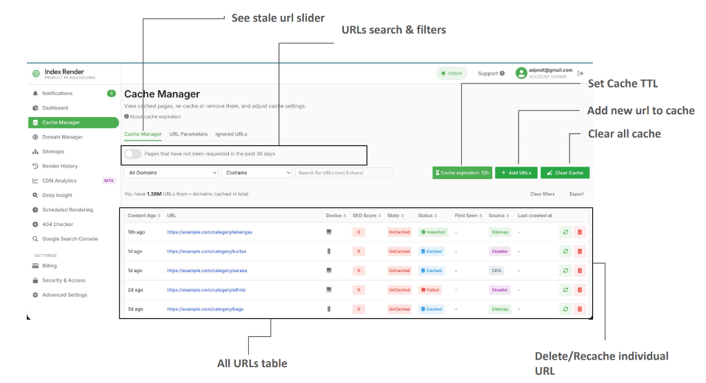 Cache Manager Display