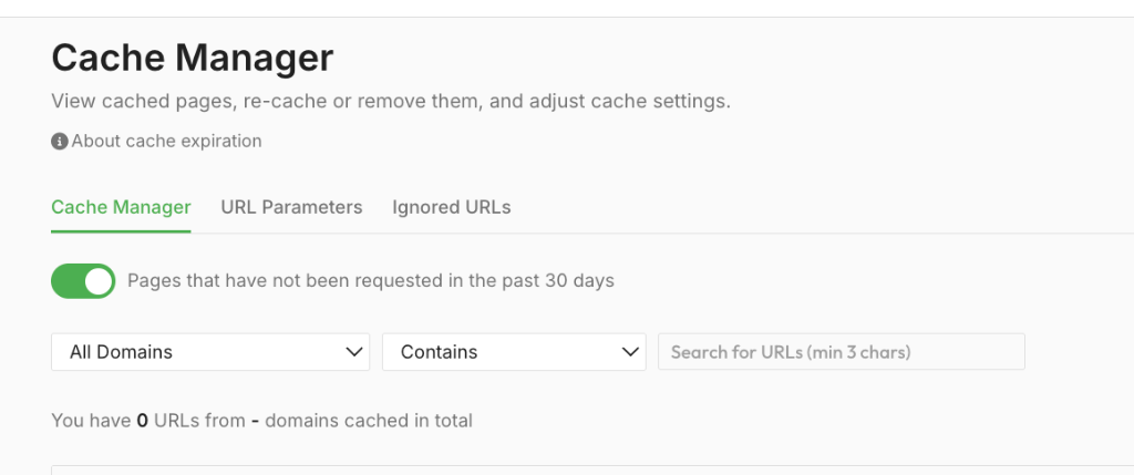 Stale Pages Filter Enabled